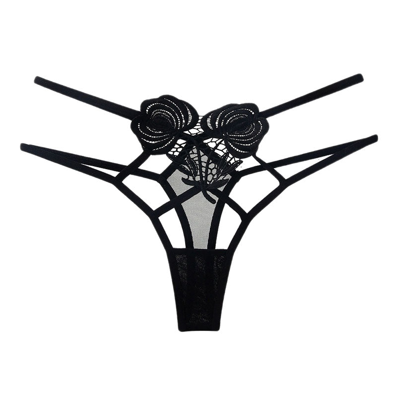 Lingerz bundled design thong sexy water-soluble flower hollow intertwined thin strap flirting panties