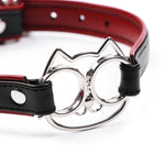 lingerz sexy cat head leather queen collar black and red wearing neck collar sex toys supplies