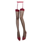 Lingerz sexy garter stockings garter one-piece stockings pure lust red contrast red edge long sexy stockings
